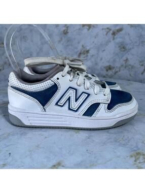 New Balance 480 Youth Kids Sz 12 Shoes White Blue Suede Athletic Low Top Sneaker